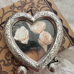 NIB Brighton Ornate Heart-Shaped Silver Picture Frame